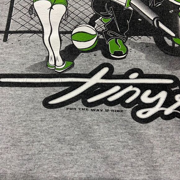 Tiny Fro Y2K Vintage Motorcycle Hip Hop Grey Green Cotton T-Shirt Men's Size XL - Picture 3 of 8